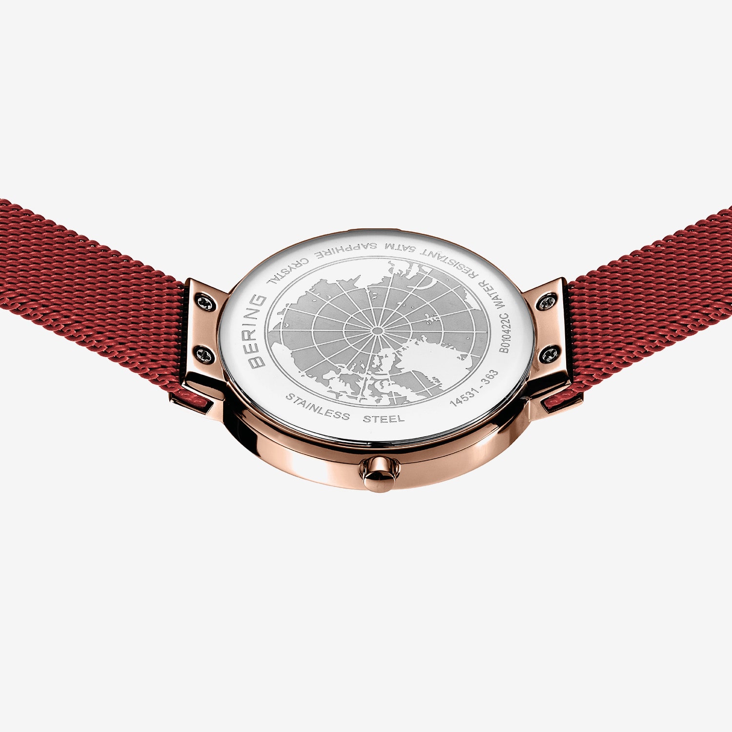 Bering Womens Red Stainless Steel Bracelet Watch 14531-363