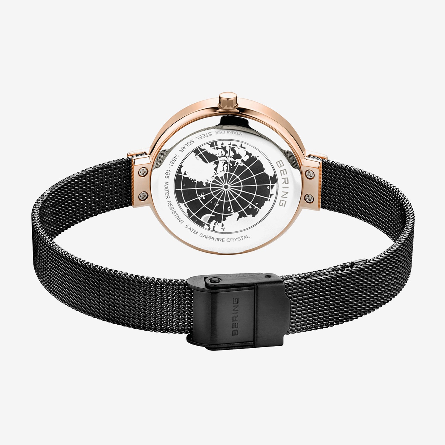 Bering Mens Black Stainless Steel Bracelet Watch 14631-166