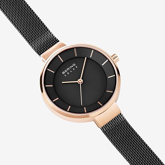 Bering Mens Black Stainless Steel Bracelet Watch 14631-166