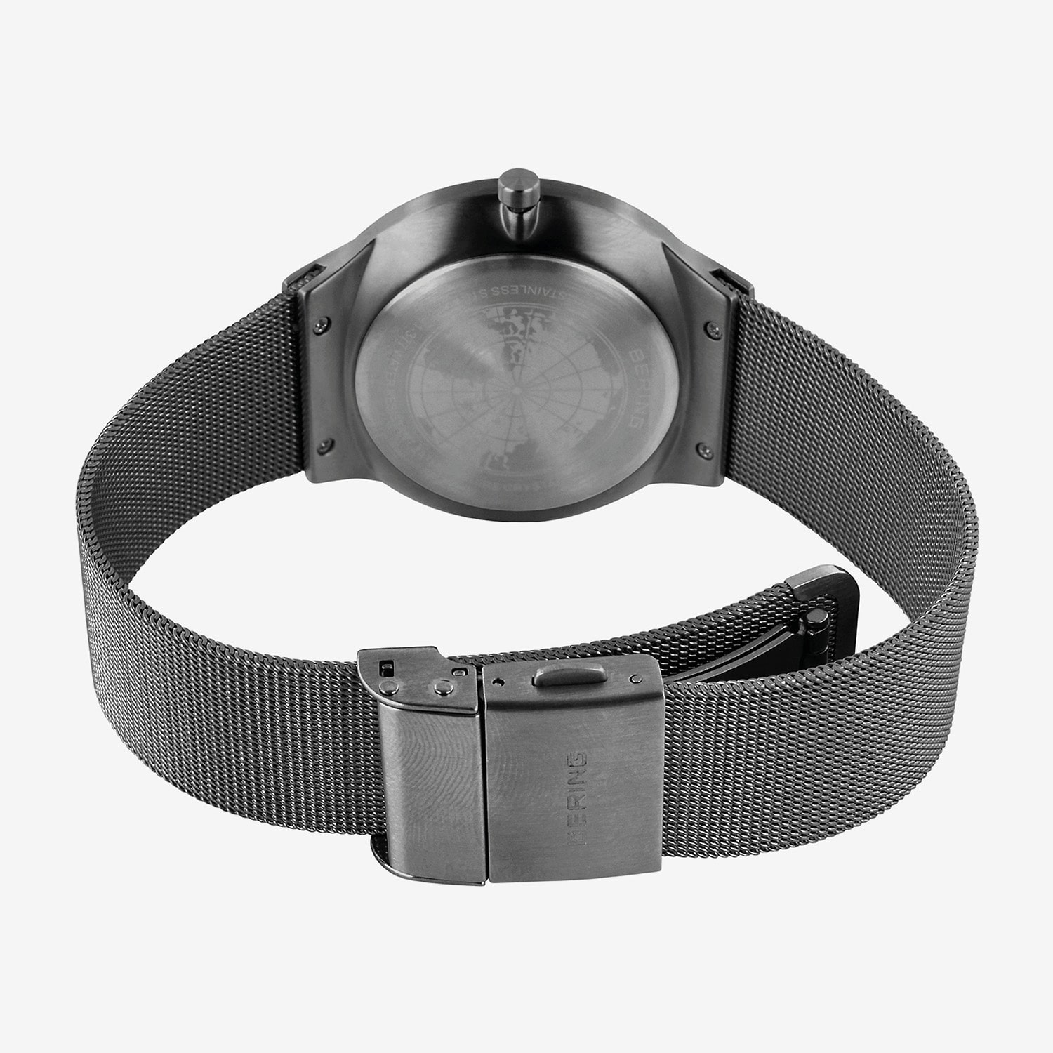 Bering Mens Gray Stainless Steel Bracelet Watch 33441-377