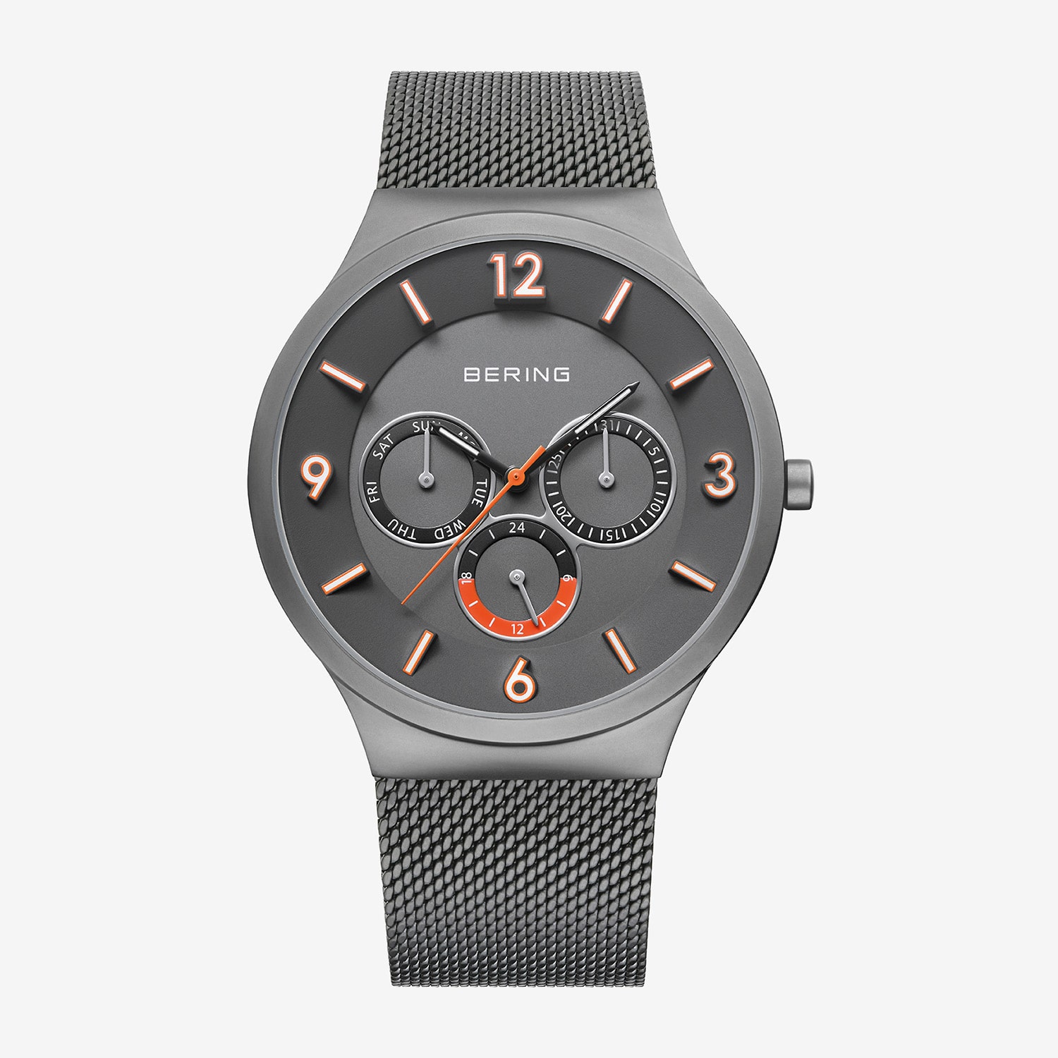 Bering Mens Gray Stainless Steel Bracelet Watch 33441-377