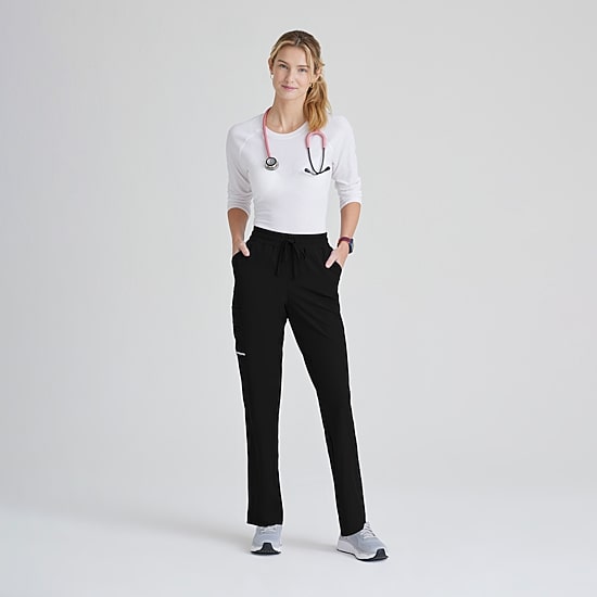Skechers Skp623 Gamma 6-Pocket Mid-Rise Tapered Leg Womens Petite Tag Free Stretch Fabric Moisture Wicking Scrub Pant
