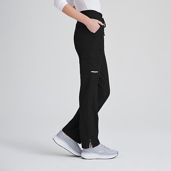 Skechers Skp623 Gamma 6-Pocket Mid-Rise Tapered Leg Womens Petite Tag Free Stretch Fabric Moisture Wicking Scrub Pant