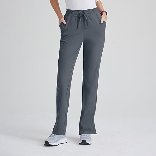 Skechers Skp623 Gamma 6-Pocket Mid-Rise Tapered Leg Womens Petite Tag Free Stretch Fabric Moisture Wicking Scrub Pant, Petite Small, Gray