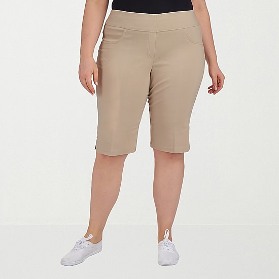 Hearts Of Palm Womens Plus Straight Mid Rise Skimmer Pant