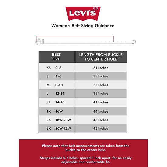 Levi's® Square Centerbar Buckle Casual Belt, Genuine Leather Womens Belt