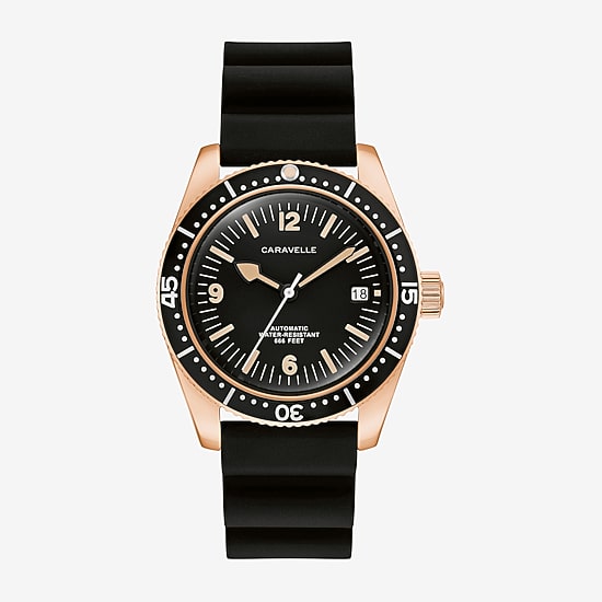 Caravelle Designed By Bulova Mens Black Strap Watch 44b130