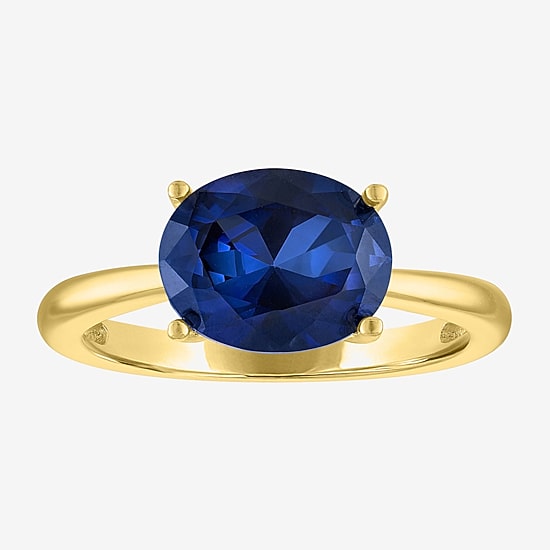 Gemstone 14K Gold Over Silver Oval Solitaire Cocktail Ring