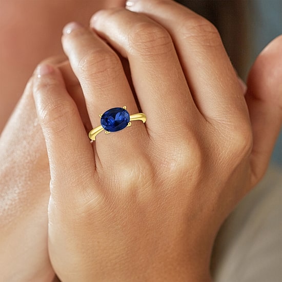 Gemstone 14K Gold Over Silver Oval Solitaire Cocktail Ring
