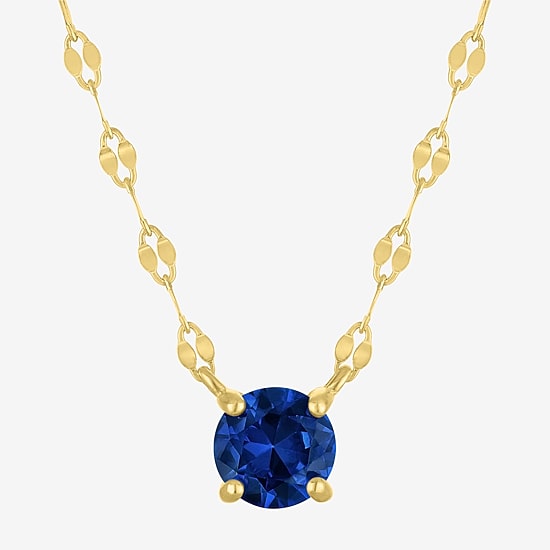Gemstone 14K Gold Over Silver Round 18 Inch Pendant Necklace