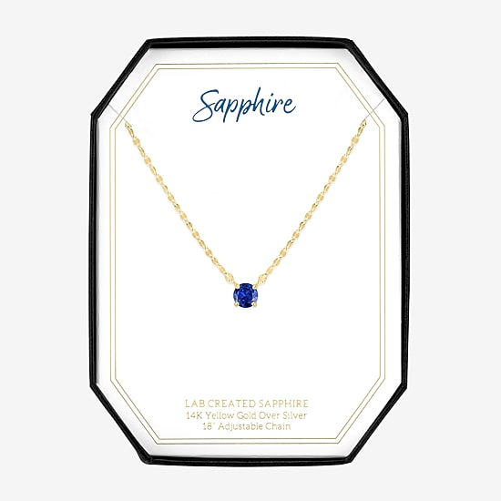 Gemstone 14K Gold Over Silver Round 18 Inch Pendant Necklace