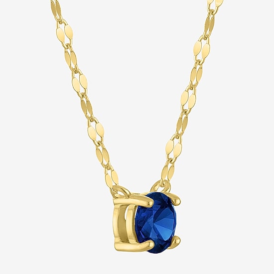 Gemstone 14K Gold Over Silver Round 18 Inch Pendant Necklace