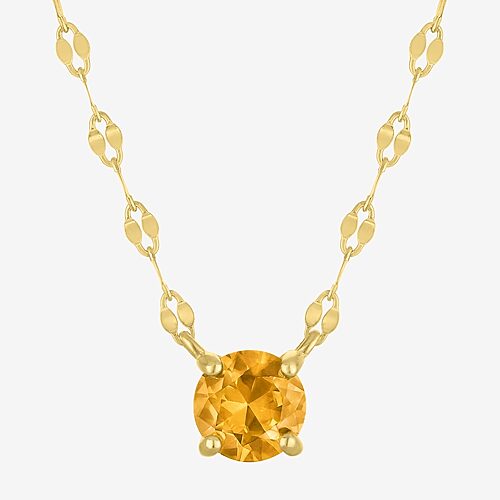 Gemstone 14K Gold Over Silver Round 18 Inch Pendant Necklace, One Size, Yellow