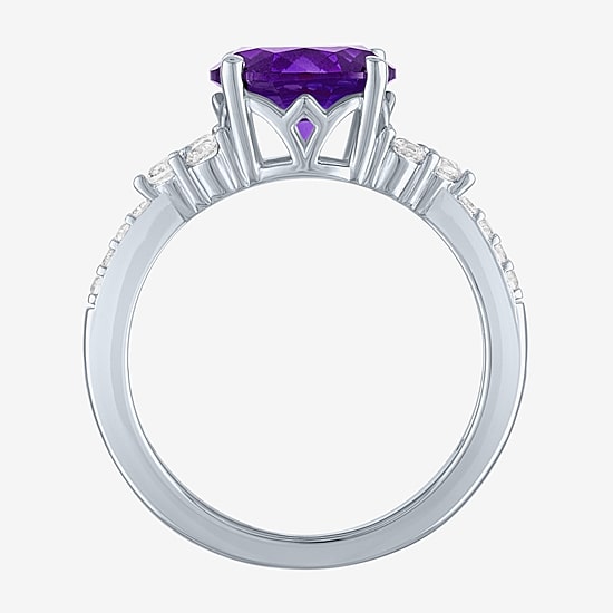 Gemstone Sterling Silver Oval Side Stone Cocktail Ring