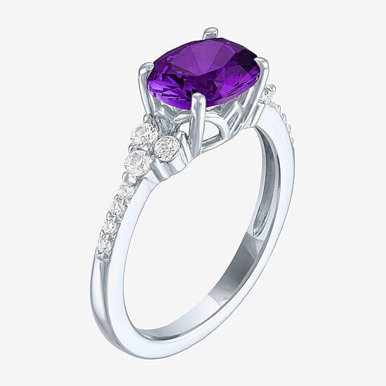 Gemstone Sterling Silver Oval Side Stone Cocktail Ring