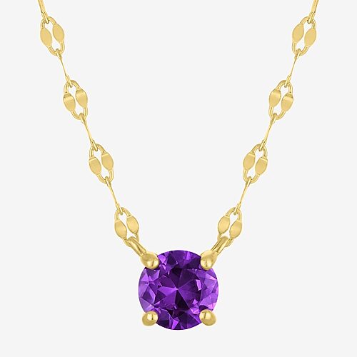 Gemstone 14K Gold Over Silver Round 18 Inch Pendant Necklace, One Size, Purple