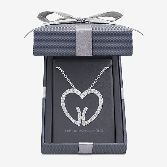 Grown Gorgeous (F, Vs2) Womens 1/2 CT. T.W. Lab Grown White Diamond 14K Gold Heart 18 Inch Pendant Necklace