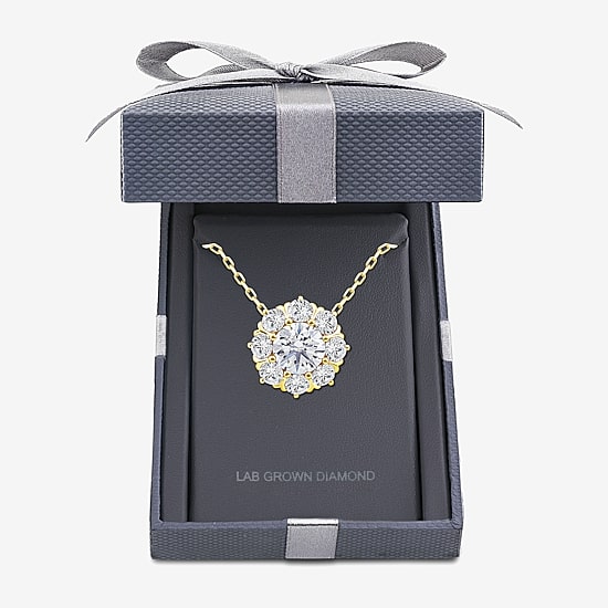 Grown Gorgeous (F,Vs2) Womens 1 1/2 CT. T.W. Lab Grown White Diamond 14K Gold Round 18 Inch Pendant Necklace