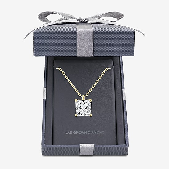 Grown Gorgeous (F, Vs2) Womens 2 1/4 CT. T.W. Lab-Grown Diamond 14K Gold or Platinum 18 Inch Princess Pendant Necklace
