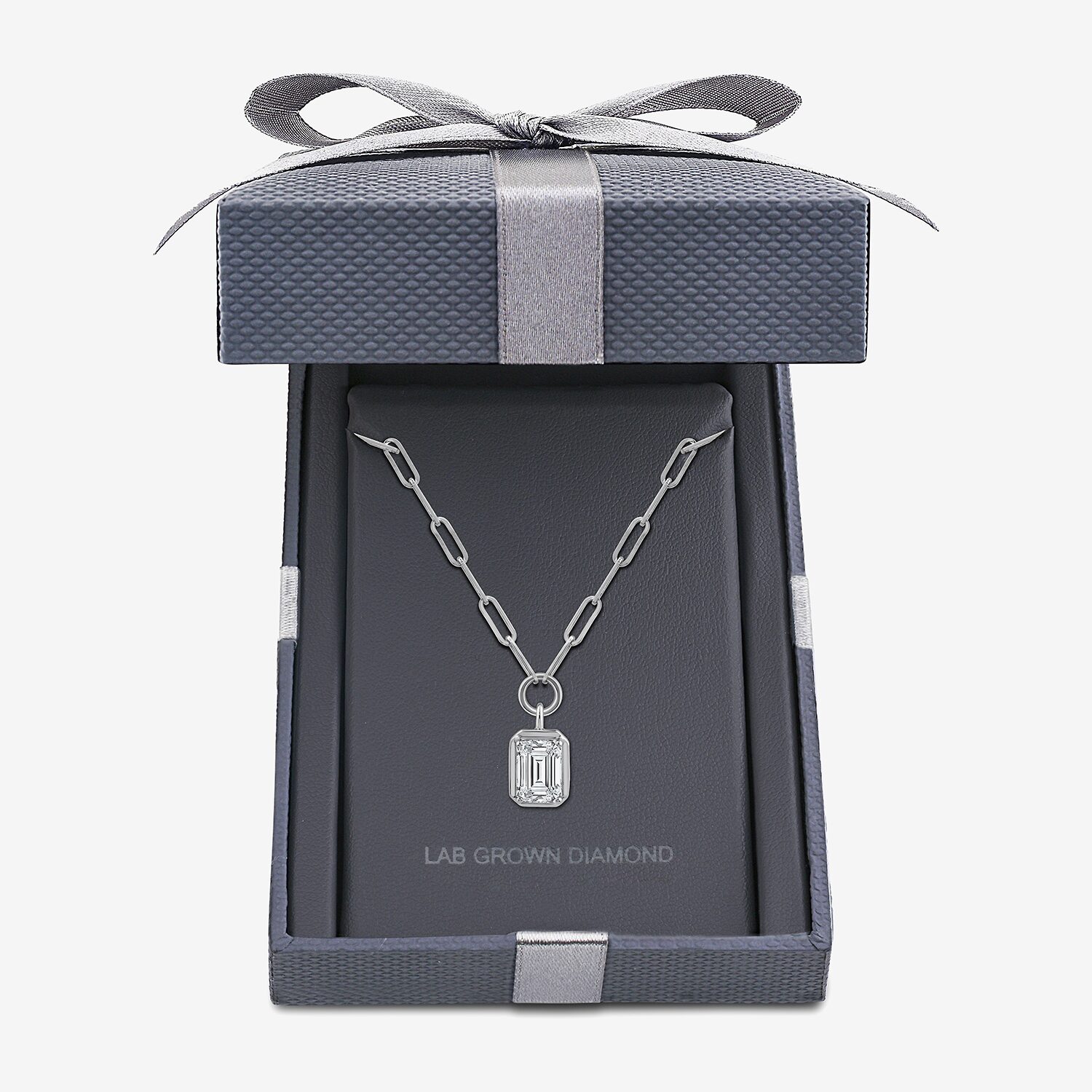 Grown Gorgeous (F, Vs2) Womens 1 3/4 CT. T.W. Lab-Grown Diamond 14K Gold 18 Inch Emerald-cut Pendant Necklace