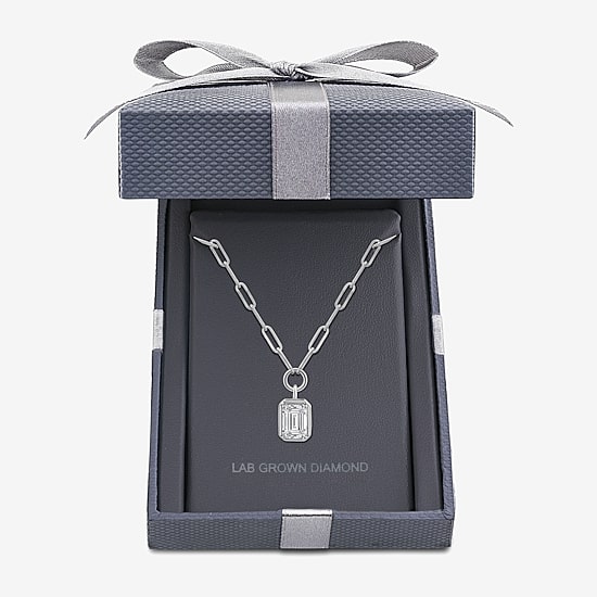 Grown Gorgeous (F, Vs2) Womens 1 3/4 CT. T.W. Lab-Grown Diamond 14K Gold 18 Inch Emerald-cut Pendant Necklace