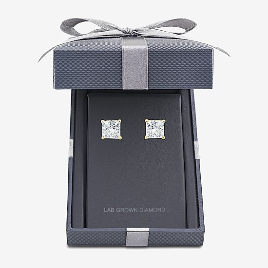Grown Gorgeous (Vs2,F) 4 1/2 CT. T.W. Lab-Grown Diamond 14K Gold or Platinum 8.2mm Princess Stud Earrings