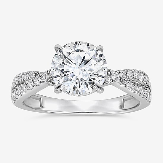 I, Si2 Womens 2 1/4 CT. T.W. Lab Grown White Diamond 10K Gold Round Side Stone Bypass  Engagement Ring