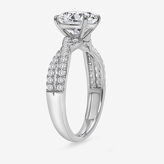 I, Si2 Womens 2 1/4 CT. T.W. Lab Grown White Diamond 10K Gold Round Side Stone Bypass  Engagement Ring