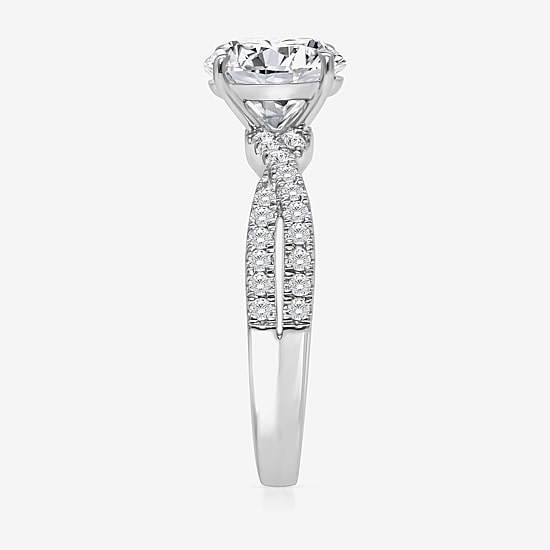 I, Si2 Womens 2 1/4 CT. T.W. Lab Grown White Diamond 10K Gold Round Side Stone Bypass  Engagement Ring