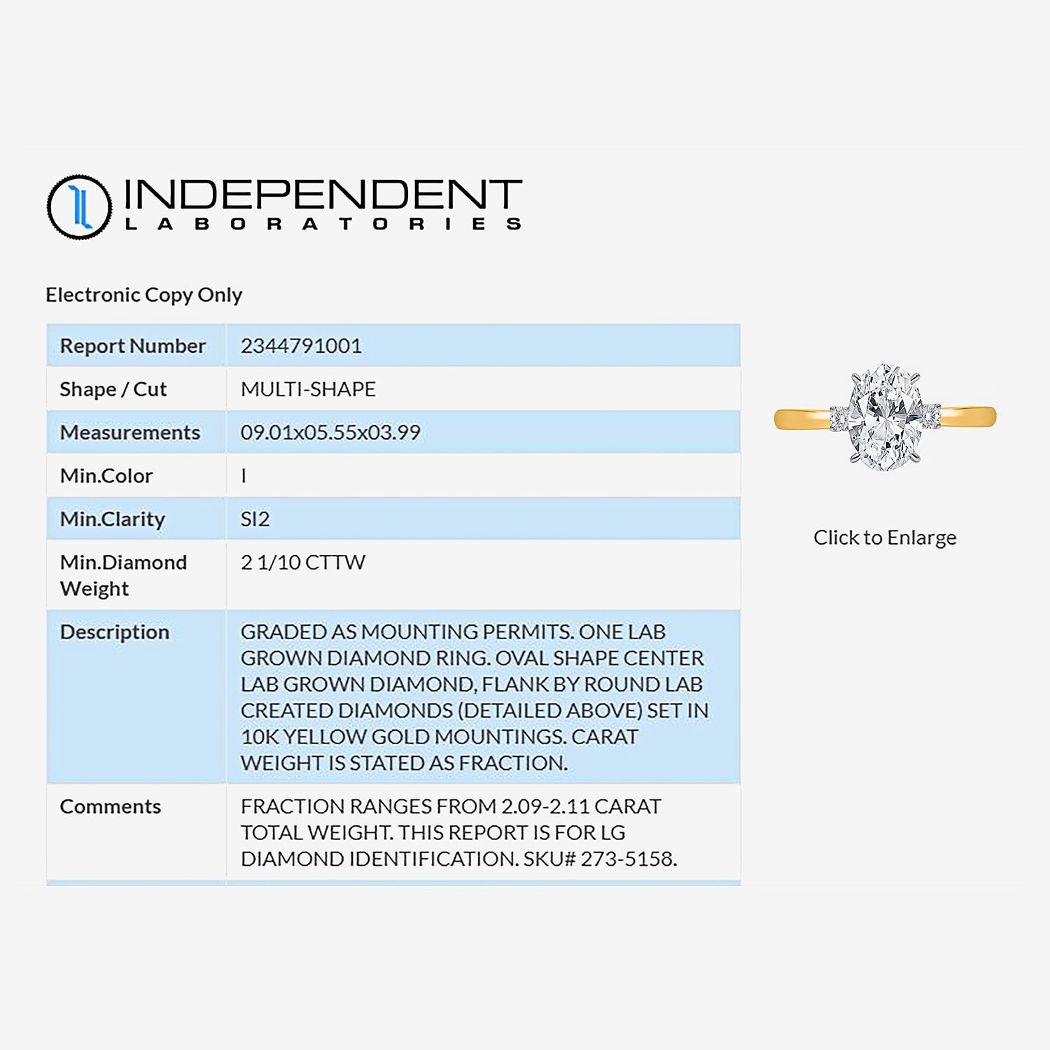 (I / Si2) Womens 2 1/10 CT. T.W. Lab Grown White Diamond 10K Gold Round 3-Stone Engagement Ring
