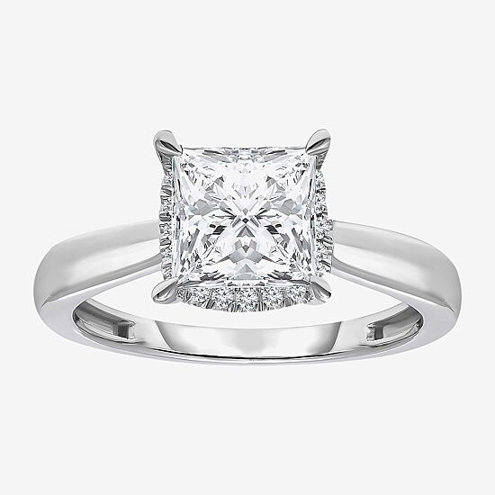 Womens 2 1/7 Ct. T.W. Lab Grown White Diamond 14K Gold Halo Engagement Ring