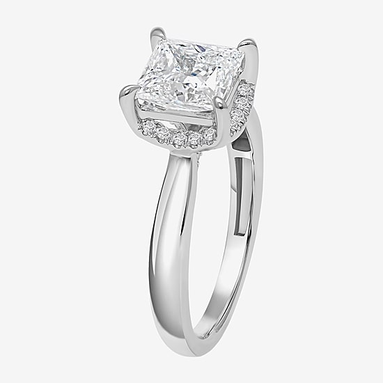 Womens 2 1/7 Ct. T.W. Lab Grown White Diamond 14K Gold Halo Engagement Ring