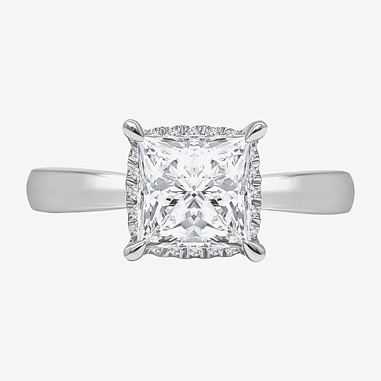 Womens 2 1/7 Ct. T.W. Lab Grown White Diamond 14K Gold Halo Engagement Ring