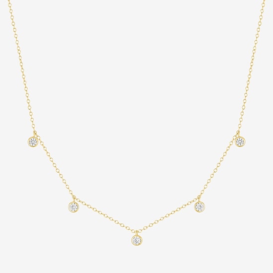 Yes, Please! Womens White Sapphire 14K Gold Over Silver 18 Inch Strand Necklace