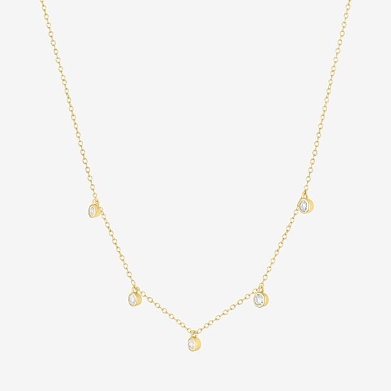 Yes, Please! Womens White Sapphire 14K Gold Over Silver 18 Inch Strand Necklace