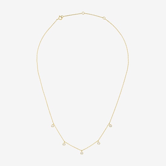 Yes, Please! Womens White Sapphire 14K Gold Over Silver 18 Inch Strand Necklace