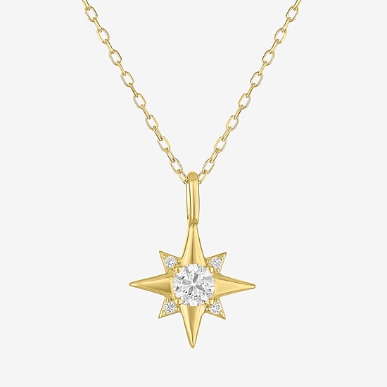 Yes, Please! Womens Lab Created White Sapphire 14K Gold Over Silver Star 2-pc. Jewelry Set