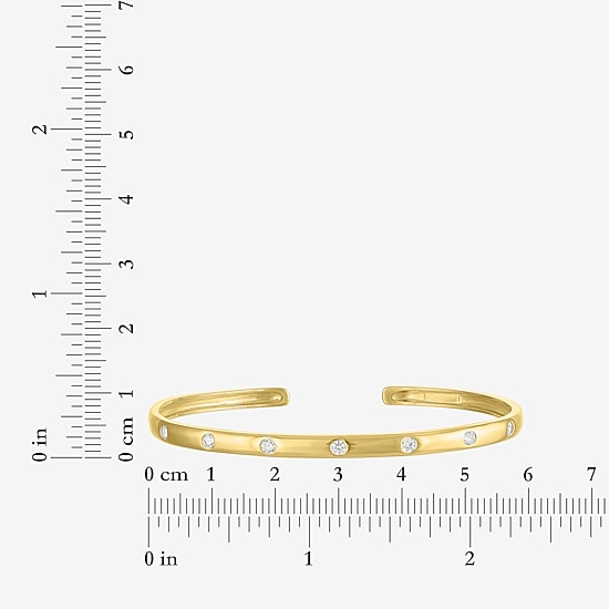 Yes, Please! Womens White Sapphire 14K Gold Over Silver Cuff Bracelet