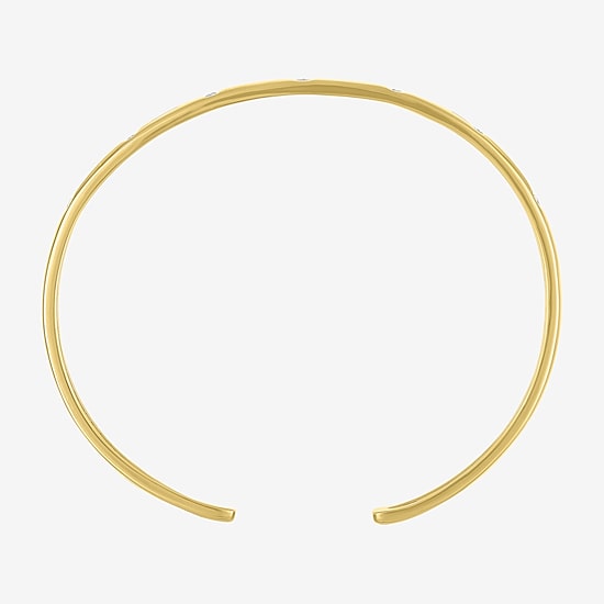 Yes, Please! Womens White Sapphire 14K Gold Over Silver Cuff Bracelet