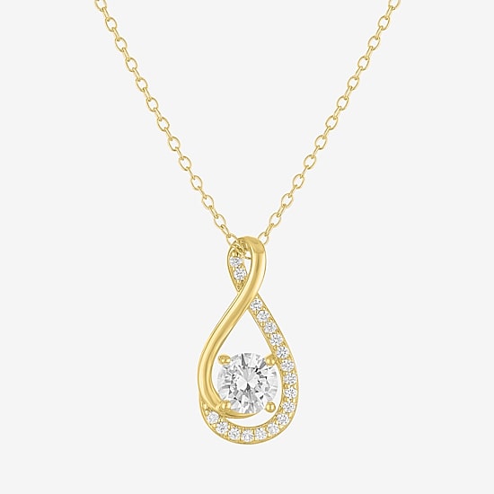 Yes, Please! Womens Lab Created White Sapphire Sterling Silver Round Pendant