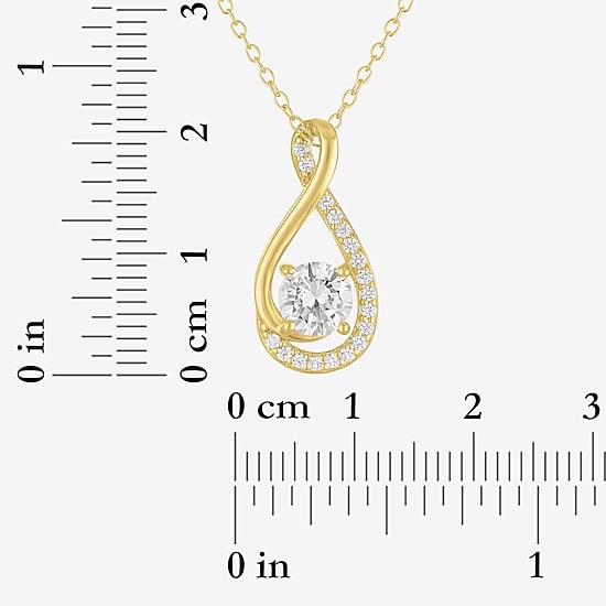 Yes, Please! Womens Lab Created White Sapphire Sterling Silver Round Pendant