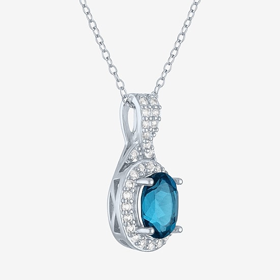 Yes, Please! Womens Genuine Blue Topaz Sterling Silver Pendant