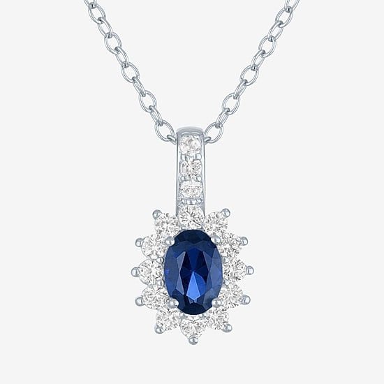 Yes, Please! Womens Lab Created Blue Sapphire Sterling Silver 18 Inch Pendant Necklace