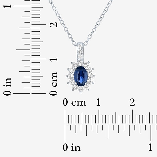 Yes, Please! Womens Lab Created Blue Sapphire Sterling Silver 18 Inch Pendant Necklace