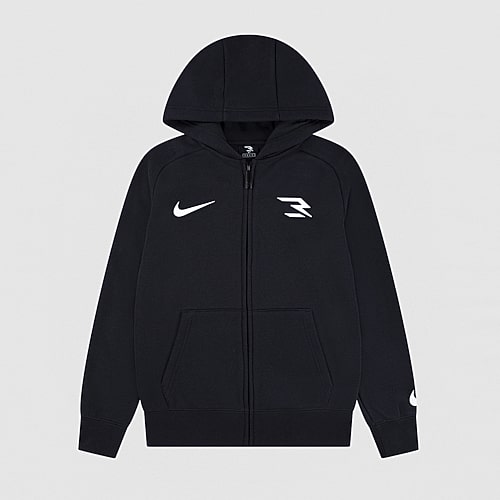 Nike 3BRAND by Russell Wilson Big Kid Boys Long Sleeve Fleece Zipper Active Hoodie, Large, Black