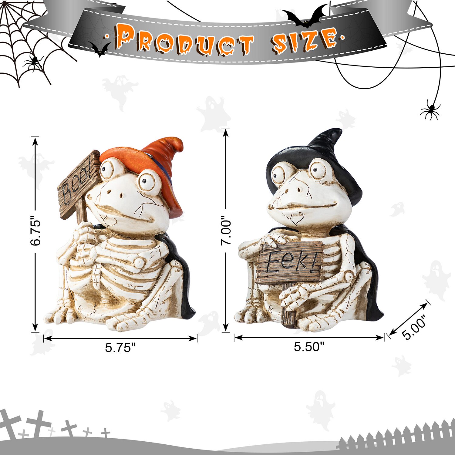 Glitzhome 7"H Halloween Resin Skeleton Frogs 2-pc. Halloween Tabletop Decor