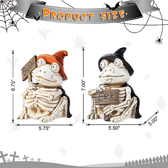 Glitzhome 7"H Halloween Resin Skeleton Frogs 2-pc. Tabletop Decor