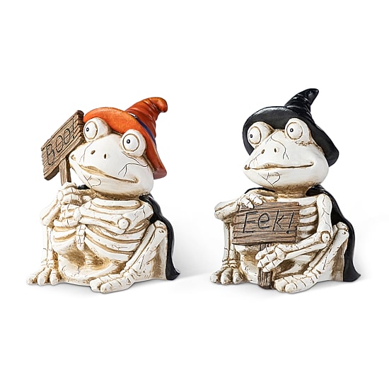 Glitzhome 7"H Halloween Resin Skeleton Frogs 2-pc. Tabletop Decor