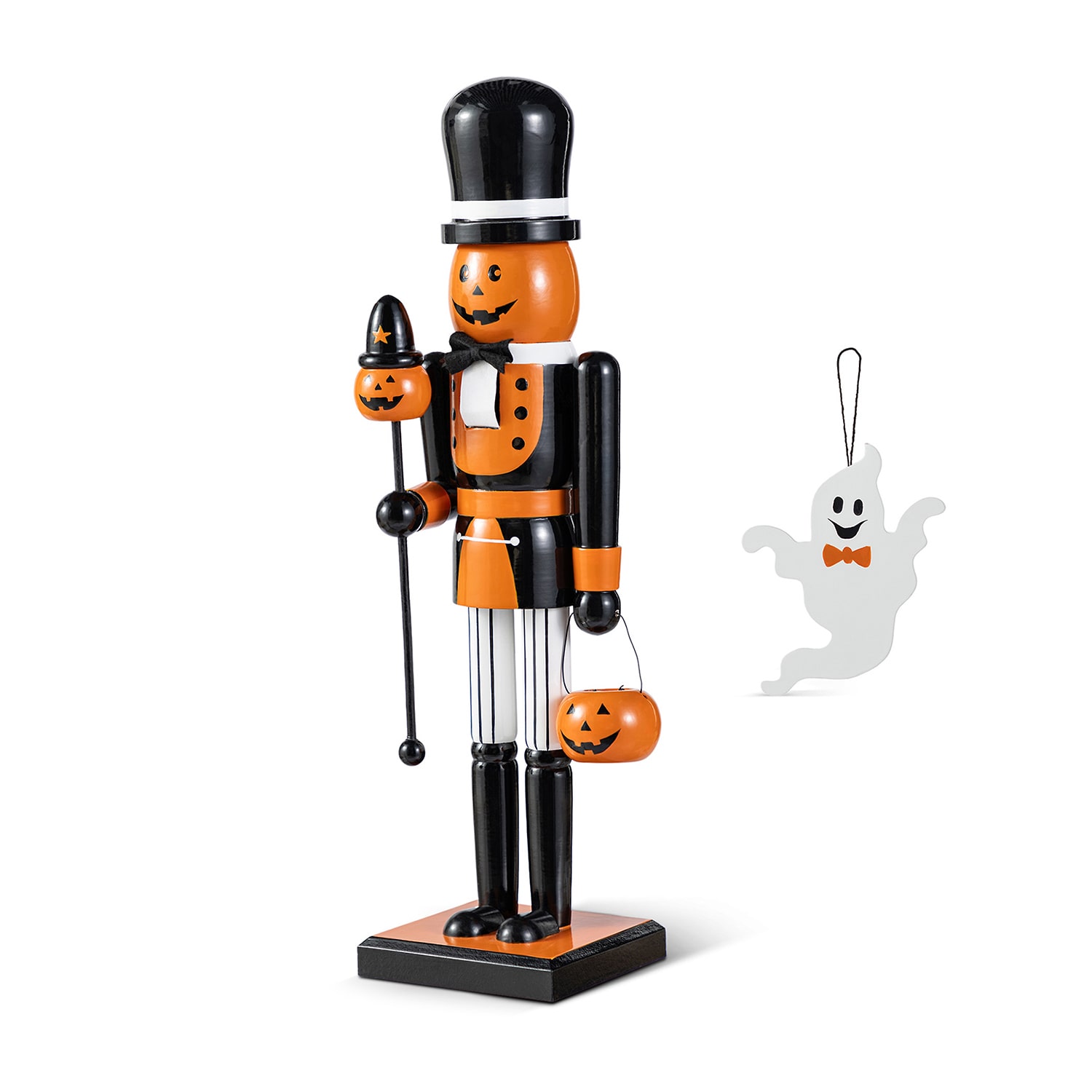 Glitzhome 19"H Halloween Wood Pumpkin Wood Nutcracker