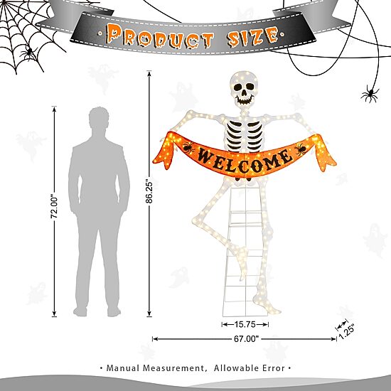 Glitzhome 87h Lighted Halloween 2d Skeleton Outdoor Décor Halloween Inflatable